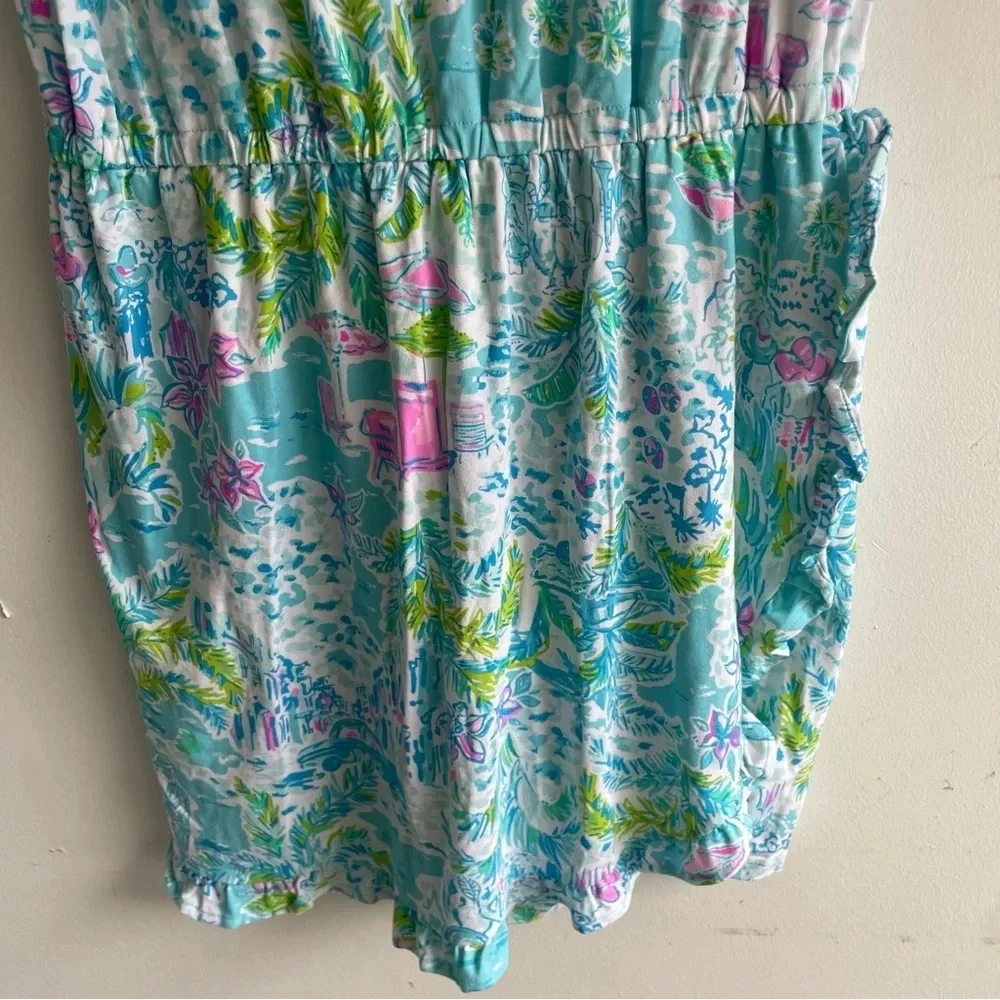 Lilly Pulitzer Analee Tropical Ruffle Romper What A Lovely Place 33087